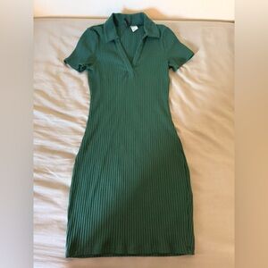 H&M Green Ribbed Mini Dress